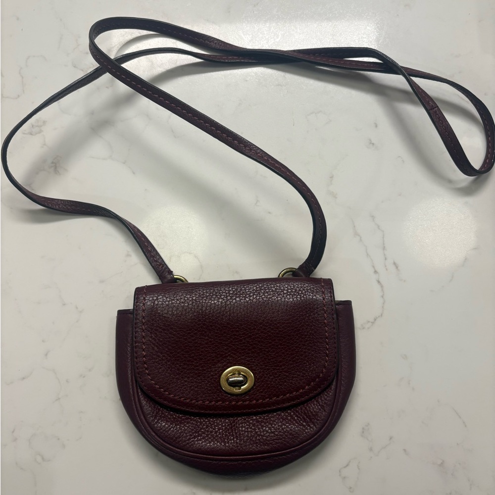 Super Mini Burgundy Leather Coach Crossbody